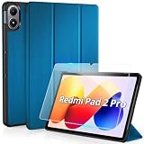 CACOE Redmi Pad 2 Pro 12.1インチ ケース ガラスフィルム セット 2025用 ハードケース ピーコックブルー