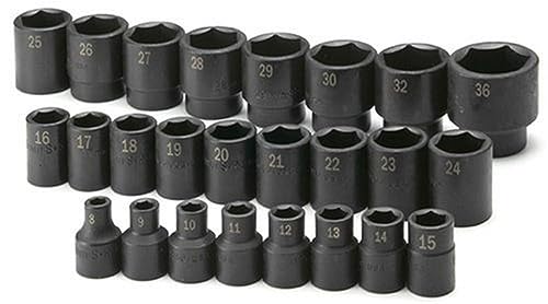 SK Hand Tools 4037 25-Piece 1/2-Inch Drive 6 Point Standard Metric Impact Socket Set -  SKT4037