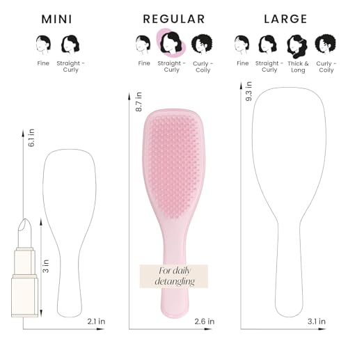 Image of Lyrovo Ultimate Hair Brush Comb for Women for Wet & Dry Hair Eliminates Knots & Reduces Breakage for All Hair Types (Pink)