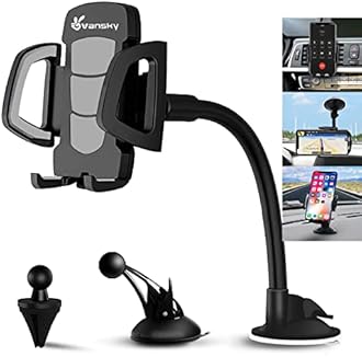 Vansky Car Phone Holder Mount, 3-in-1 Universal Cell Phone Holder Car Air Vent Holder Dashboard Mount Windshield Mount Fit for iPhone 17 16 15 14 13 Pro Max, Samsung S24 S23 LG Sony and More