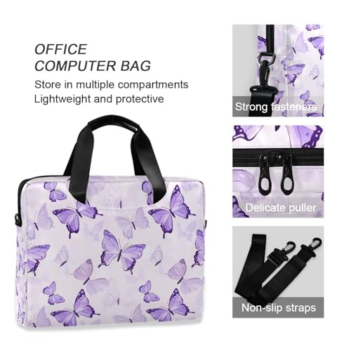 Bolso maletín para laptop con diseño mariposas moradas miniatura 6