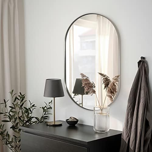 ANDY STAR Chrome Mirror for Bathroom, 20x33 Inch Chrome Oval Mirror, Polished Silver Bathroom Mirror, Chrome Wall Mirror Thin Frame Deep 1’’ Ideal for Limited Space