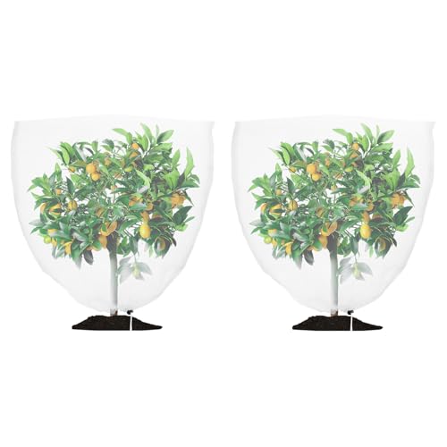 M METERXITY 2-Pack Fruit Tree Netting Cover, 9.84 x 9.84 Feet Netting for Fruit Trees W Zipper & Drawstring, Protective Garden Mesh for Vegetables/Tomato/Blueberry Bush Netting Cover [White]
