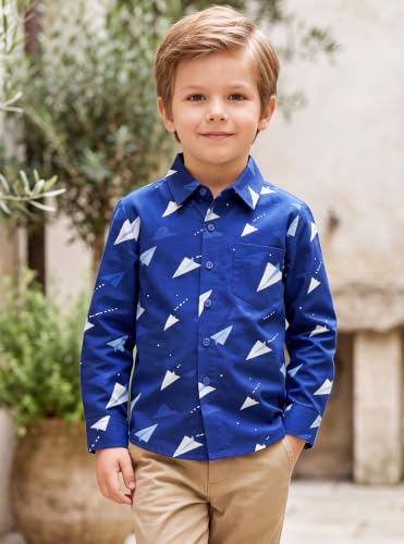 Image of Boys Hawaiian Button Down Shirt, Pure Combed Cotton Short Sleeve Size 3-15Y | Pure Combed Cotton, Smooth 60s yarn, Tagless Label, Pilling-Resistant, Shrink-Resistant, Fade-Resistant, Machine Washable