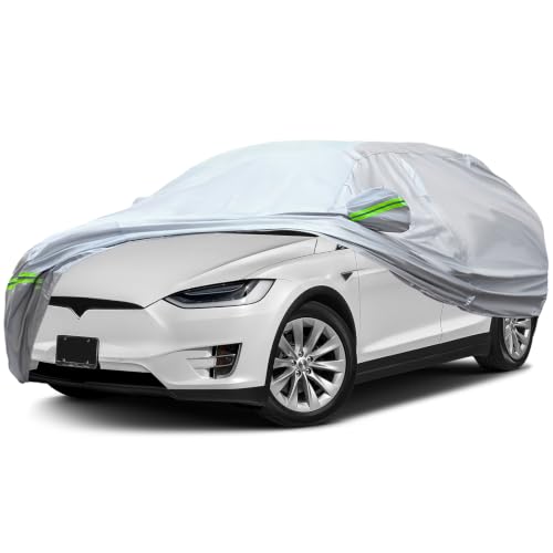 Image of AUQDD 6-Layers Premium SUV Car Cover Waterproof All Weather Weatherproof UV Sun Protection Snow Dust Storm Resistant Outdoor Exterior Custom Form-Fit Full Padded Car Cover with Straps 188 inch-200 inch K8