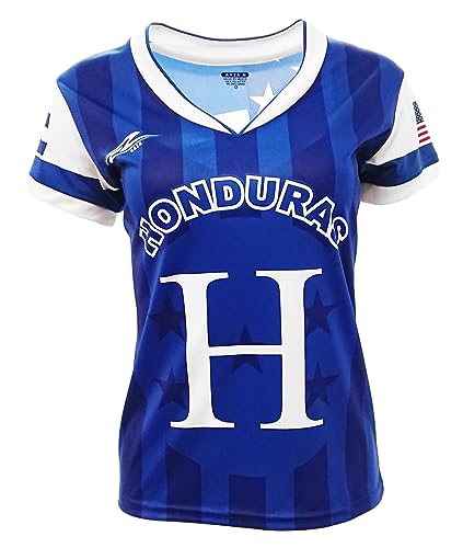 ARZA Honduras and USA Jersey Design for Women 100% Polyester New_Sizes S to 3XL (US, Alpha, Small, Regular, Regular, Blue)