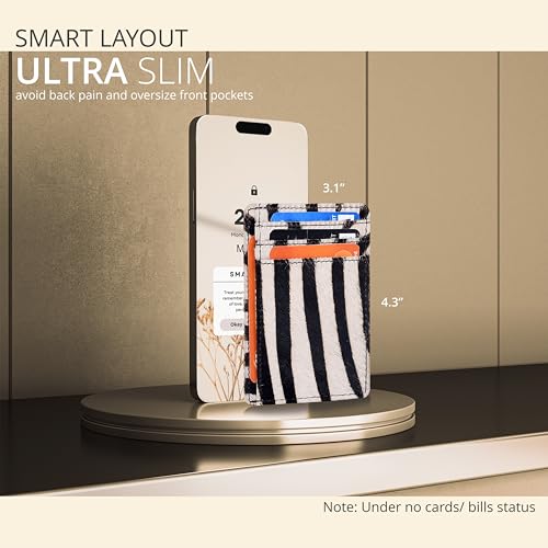 Image of Oak Leathers Leather Slim Minimalist Wallet for Men & Women RFID Front Pocket Leather Card Holder Wallets (Zebra)
