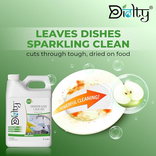 Image of Diolty Dishwash Liquid Gel 5 Liter with Lime And Basil Fragrance, Dishwasher Liquid Leaves No Residue, Dishwashing Liquid 5 L