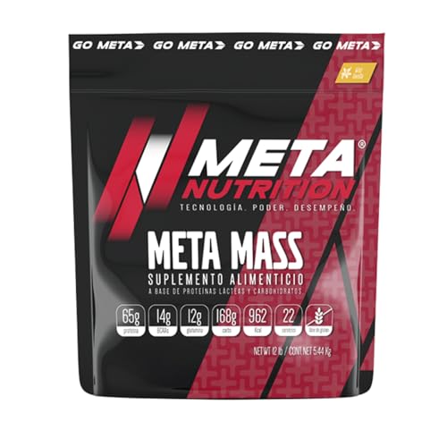 Proteínas, Meta Mass, Meta Nutrition, Alto en Proteína, 12 lb, 5.4 Kg, 22 Servicios, Sabor Vainilla.