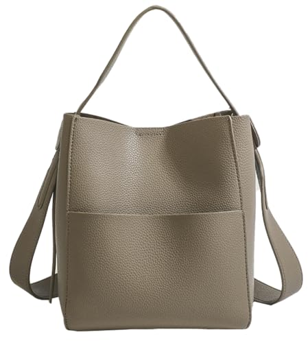 Image of Bucket Tote Purses for Women Designer PU Leather Shoulder Crossbody Bag Large Top Handle Satchel