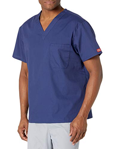Dickies Men's Big and Tall Signature V-Neck Scrubs Shirt, Navy, XXXX-Large