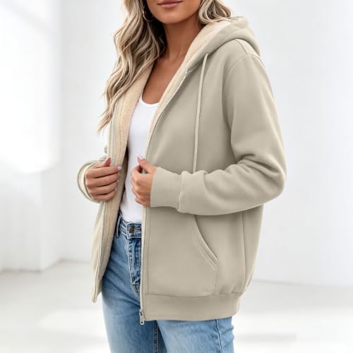 Women Sherpa Fleece Jackets Zip Up Thick Warm Hoodies Fall Winter Coats - image 3
