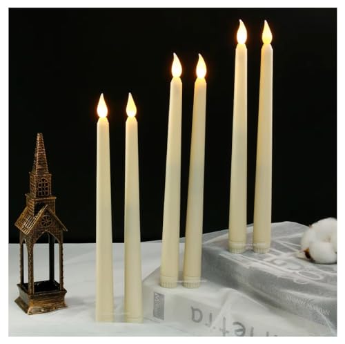 Image of SPHINX Flameless LED Taper Candles for Home Decoration,Table Centerpiece,Dinner,Diwali,Wedding,Church,Festival,Party Decor,Steady Flame Look,Battery Not Included,11 Inch Height (Off-White-4 Pieces)