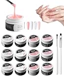 Ruonfash 12er-pack Aufbaugel für Gelnägel, 15ml Gel für Gelnägel, Nagelgel Uv Aufbaugel mit Maniküre-pinsel(4 Farben)