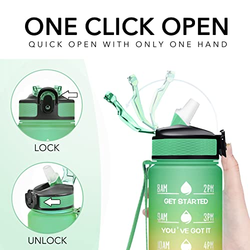 Image of HYETA 32 oz Water Bottles with Times to Drink and Straw, Motivational Water Bottle with Time Marker, Leakproof & BPA Free, Drinking Sports Water Bottle for Fitness, Gym & Outdoor, Signal Lights