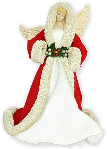 Sherpa Lined Red Velvet Angel 16 inch Plush Christmas Tree Topper Decoration