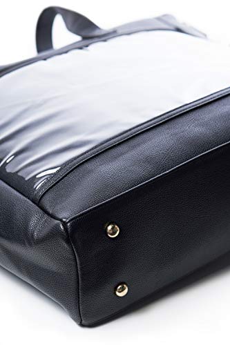 Black Colored Vegan Leather Tote Display Bag for Direct Sales Enamel Pins | Clear Pocket ITA Product Display Marketing Bags | Gift For Enamel Pin Color Nail Strips WOW Senegence Essential Oils Bling4