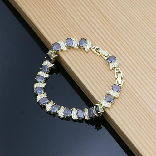 Image of LMXXVJ Fashion Tennis Bracelet Created Emerald White Gold Plated Charm Bracelet Gifts Jewelry for Women