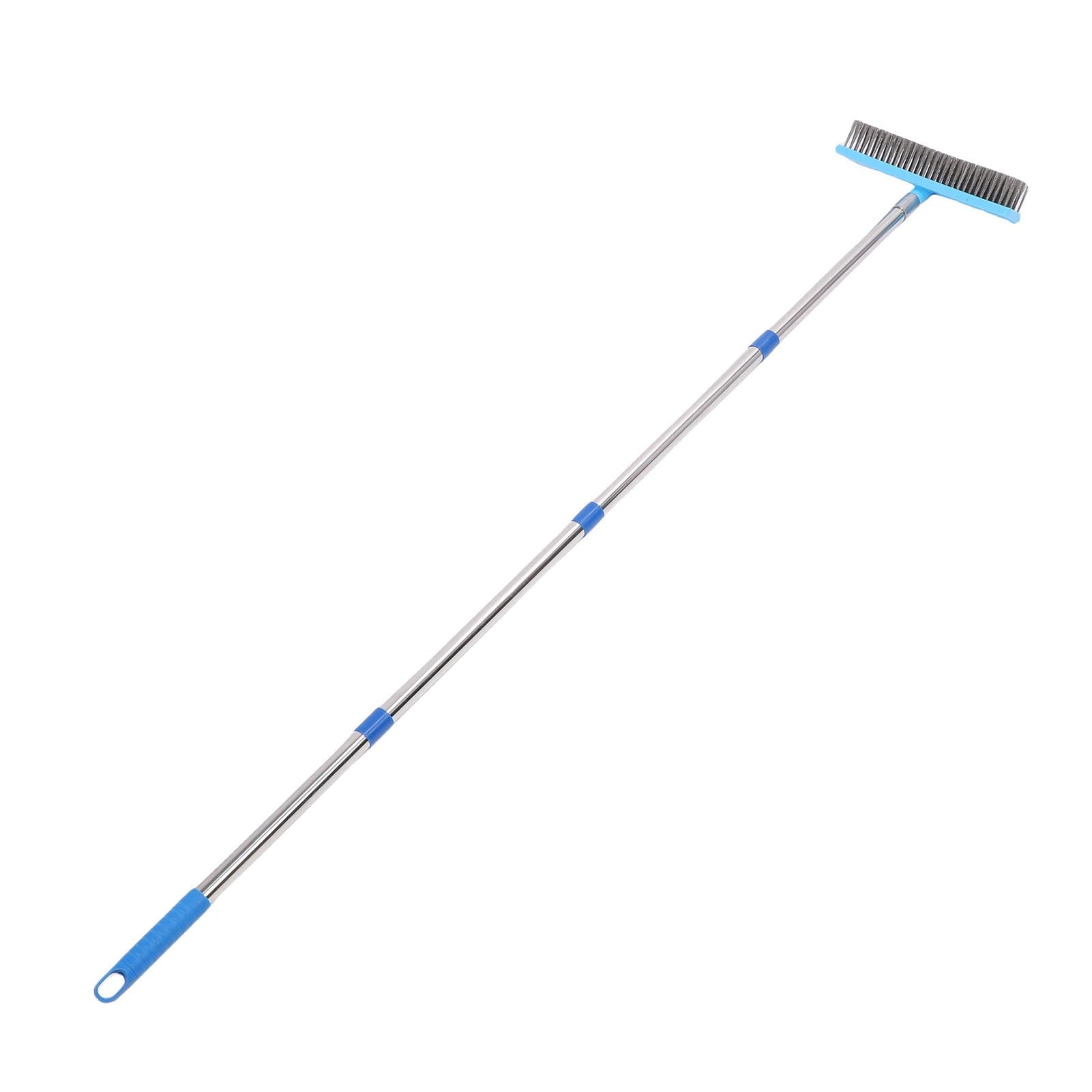 Aramox Scopa in Filo Metallico con Manico Telescopico, Spazzola per Pulizia Dura da 20 Cm, con Pali di Prolunga in Acciaio Inossidabile, per la Rimozione di Sporcizia, Muschio, (160 cm)