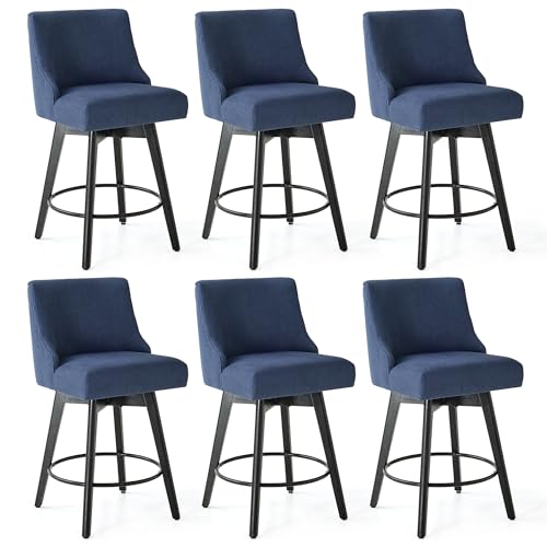 Image of 26 inch Counter Height Swivel Bar Stools, Set of 6, Blue