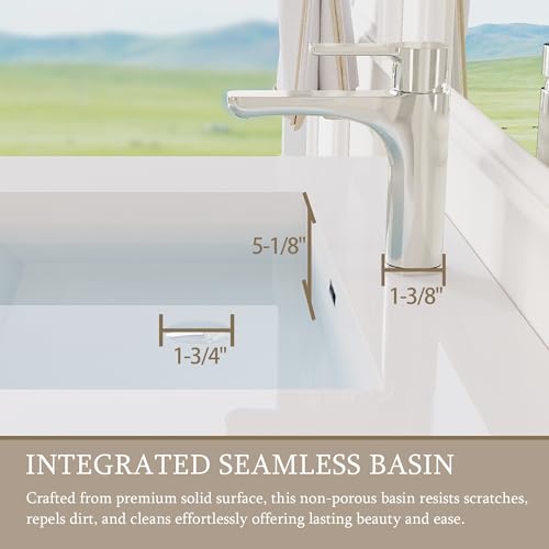 Image of KEIKI 48'' Wall-Mounted Bathroom Vanity with Sink - Floating Design, 2 Soft-Close Drawers & Doors & Resin Basin, Space-Saving for Small Bathrooms, Natural Oak
