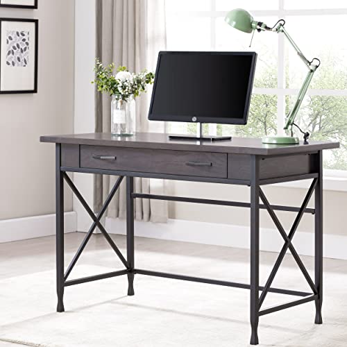 Image of Leick Home Chisel & Forge Desk, 46 inch, Smoke Gray, Matte Black