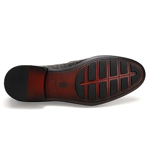 Image of Mens Leather Tassel Loafer, Classic Luxury Smooth Upper Tassel Slip-on Penny Loafer for Mens, Black