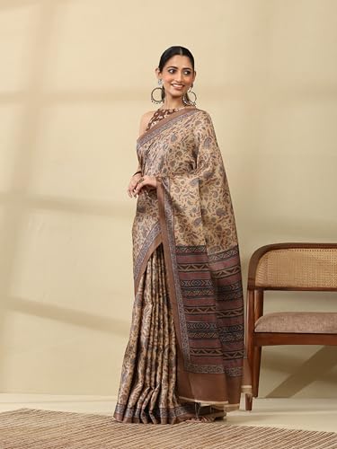 Image of Garden Vareli Pashmina Saree With Unstitched Blouse Piece