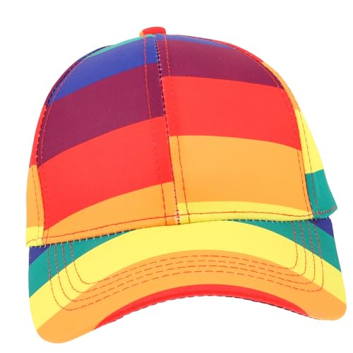 PRETYZOOM Adjustable Size Baseball Cap Stylish Rainbow Striped Hat Sun Protection for Both Genders