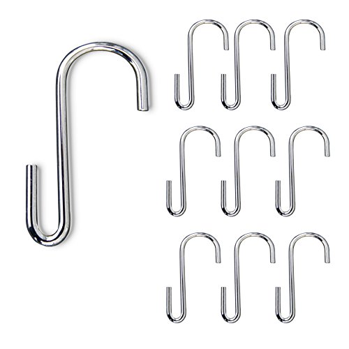 WALLNITURE Multipurpose S Shape Utility Hooks Stainless Steel Chrome 3.5 Inches Set of 10