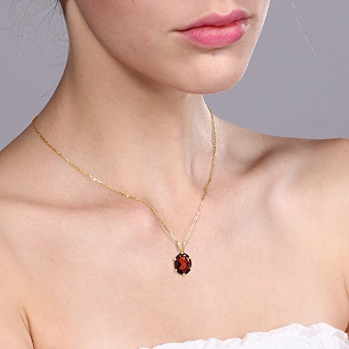Gem Stone King 18K Yellow Gold Plated Silver Oval Necklace | Oval 8X6MM | Gold Pendant Necklace for Women | With 18 Inch Chain3