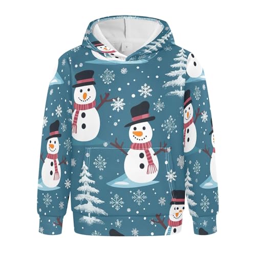 Kids Hoodies Sweaters Christmas Snowman Hooded Sweatshirts with Big Pockets for Boys Girls B0400041