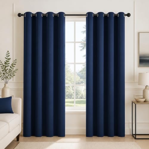Deconovo 100% Blackout Drapes 96 Inch Curtains 2 Panels Set for Living Room