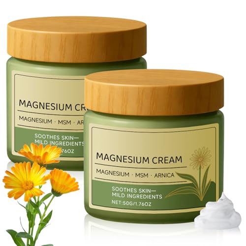 2Pcs Magnesium Cream with MSM & Arnica Nerve Relief Magnesium Cream Mild Ingredients for Skin Soothing Daily Body CareCream (50g/1.76oz)