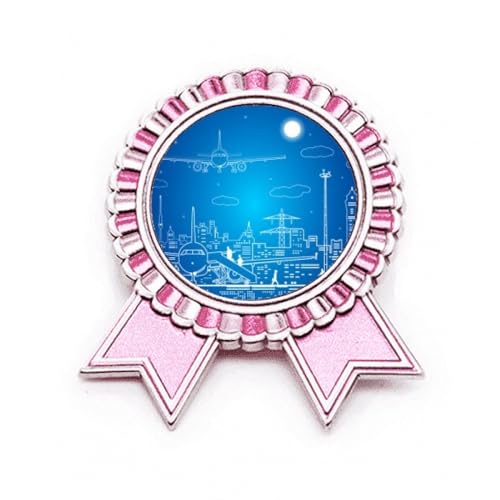 Broche paysage d'avion Metropolis City rose en métal pour personnaliser vos vestes au quotidien