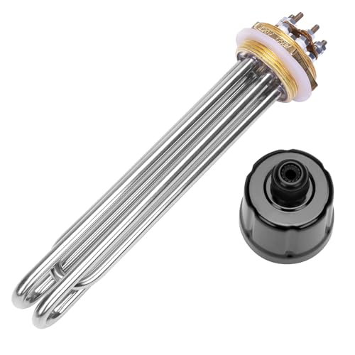 DERNORD 220V 3750W 1-1/4 Zoll DN32 Heizelement 3U Heizstab BSP Kupfer Flansch