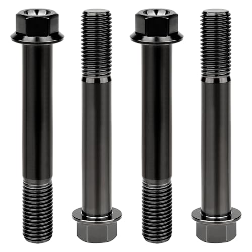 Image of Titanium Bolt M12 30 35 40 45 50 55 60 65 70 75 80 85 90mm Hex Small Flange Head for Motorcycle Car Modification Pack of 4 (M12x85mm Pitch 1.5, Black)