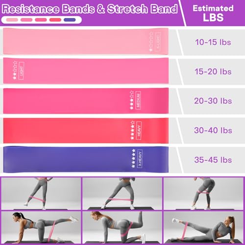 Pilates Ring Ball Equipment Kit - 27Pcs, 12" & 14" Magic Circle Workout Rings, 9.8" Exercise Balls, Workout Cards, Resistance Bands, Women Yoga Essentials Set for Beginners, Home Reformer Accessories — view 6