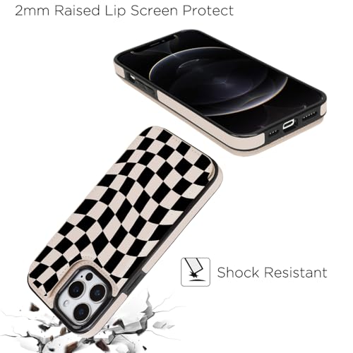 Image of uCOLOR Compatible with iPhone 12 /12 Pro 6.1 inch Wallet Case with Card Holder Slot Folio Flip PU Leather Kickstand Double Magnetic Clasp and RFID Blocking Design Cover (Dune Mirage Checkered)