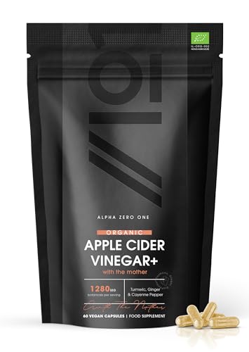 Organic Apple Cider Vinegar Capsules, 1280mg, 60 Vegan Count
