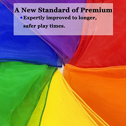 Dance Scarves for Kids 12 Pcs - Upgraded Play Scarves for Babies, Toddlers, Children - Movement Square Juggling Silk Music Dancing Scarf - Rhythm Band Pro (6 Colors, 24" x 24")2