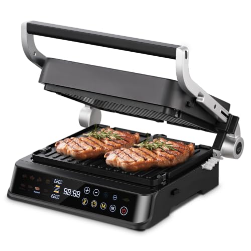 AMZCHEF XL Kontaktgrill 4-in-1 mit Temperatursensor & GrillBoost...