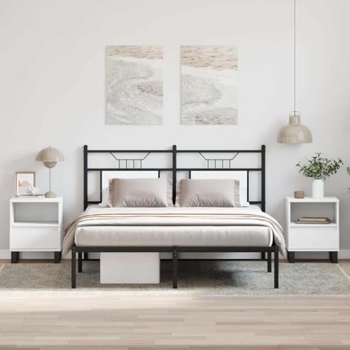 Table de chevet en bois blanche avec grand espace de rangement