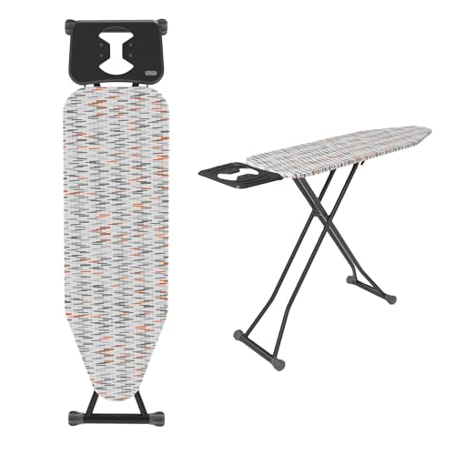 TheOwnas Ironing Board | 36 x 112 cm Ironing Board Table with Steam Iron Rest | Lightweight Iron Board Rack | 100% Cotton Heat-Resistant Washable Cover, Sturdy Non-Slip Metal Frame with Safety Lock.