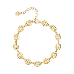 Gold Pig Nose Coffee Bean Link Chain Bracelet