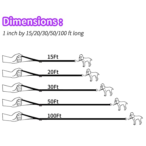 Image of HIKISS Long Dog Leash Obedience Recall Training Agility Lead with Thickening Material for Large Dog - 15ft 20ft 30ft 50ft 100ft Training Leash(Purple 50ft)