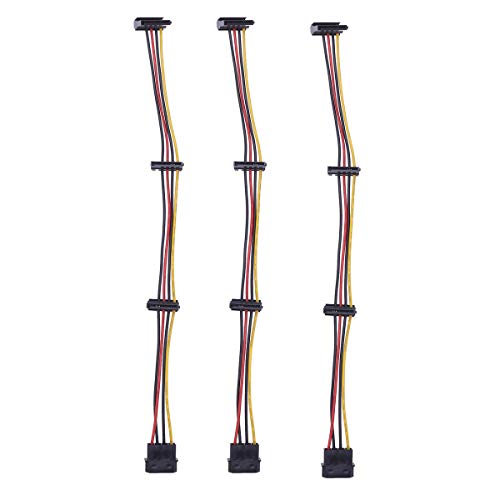 OSALADI 3 peças de extensão de energia cabo SATA divisor de 4 pinos cabo de montagem de disco rígido