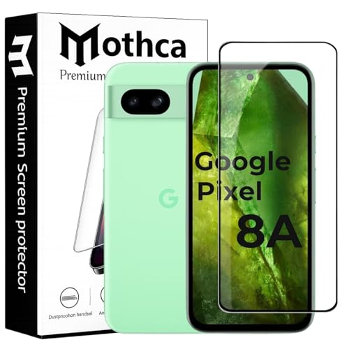 Image of Mothca advance Military-Grade Gorilla Tempered Glass Compatible with Google Pixel 8A | Black | Full Screen Protection | Scratch Resistant | Easy Installation Kit (Pack of 1)