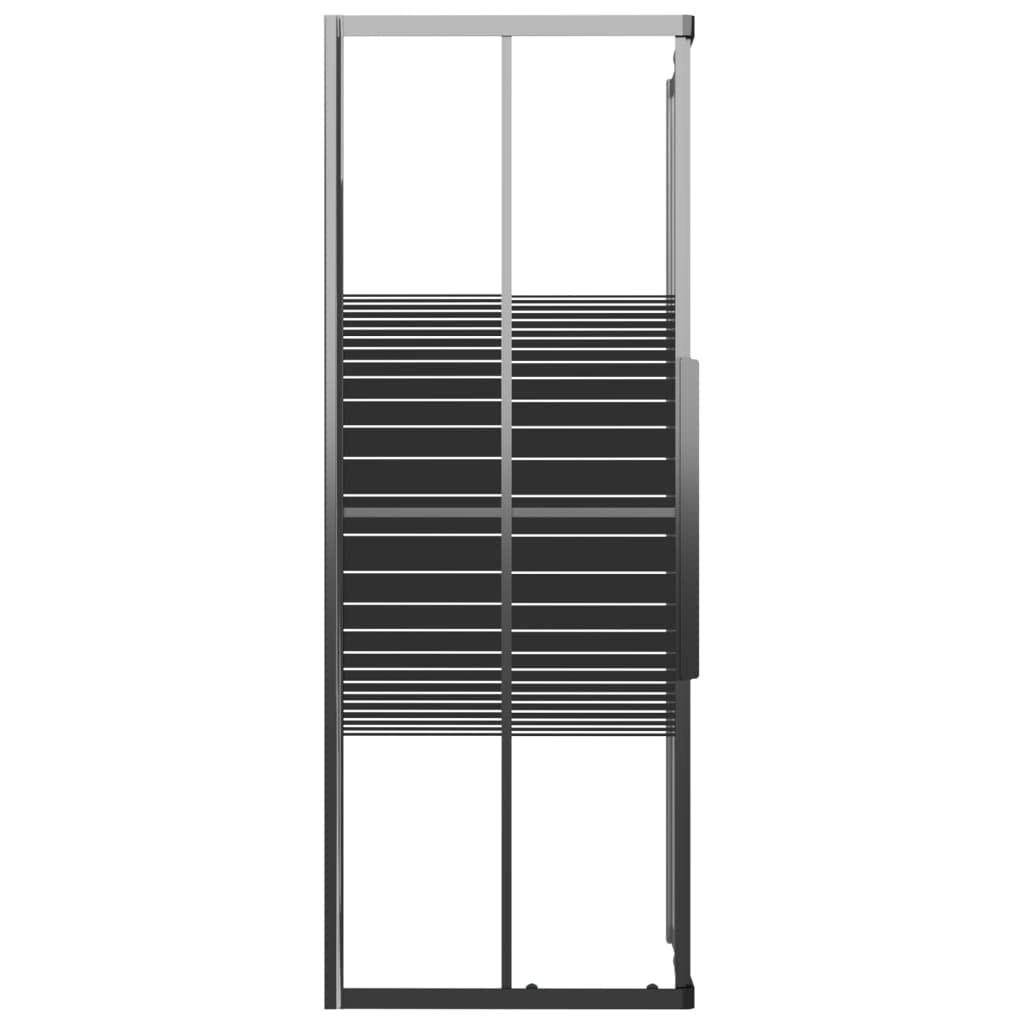 Kabina prysznicowa z paskami ESG 80 x 80 x 180 cm, czarna, do łazienki, ścianka prysznicowa z profilem, rolkami, uszczelkami i materiałem montażowym, ochrona przed rozpryskiwaniem