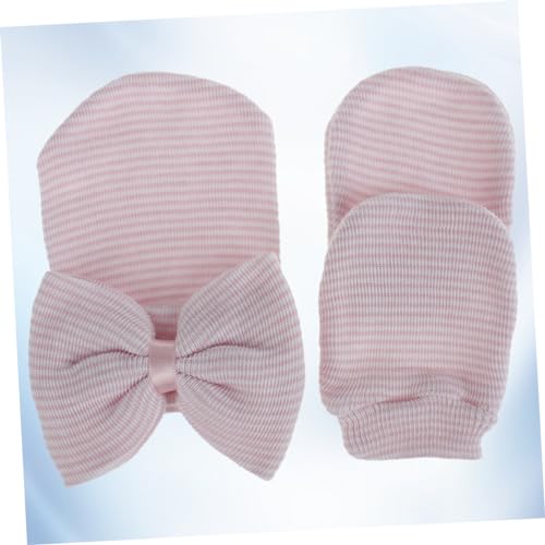 Didiseaon Newborn Baby Girl Hat Set Knit Cap Glove Bowknot Decorative Hat Soft Yarn Material Baby's Fashion Accessory2